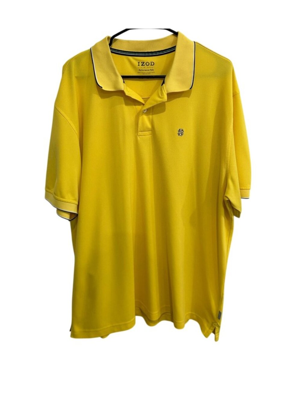 Izod XXL Mens Yellow Performance Short Sleeve Polo Shirt Retro Collegiate